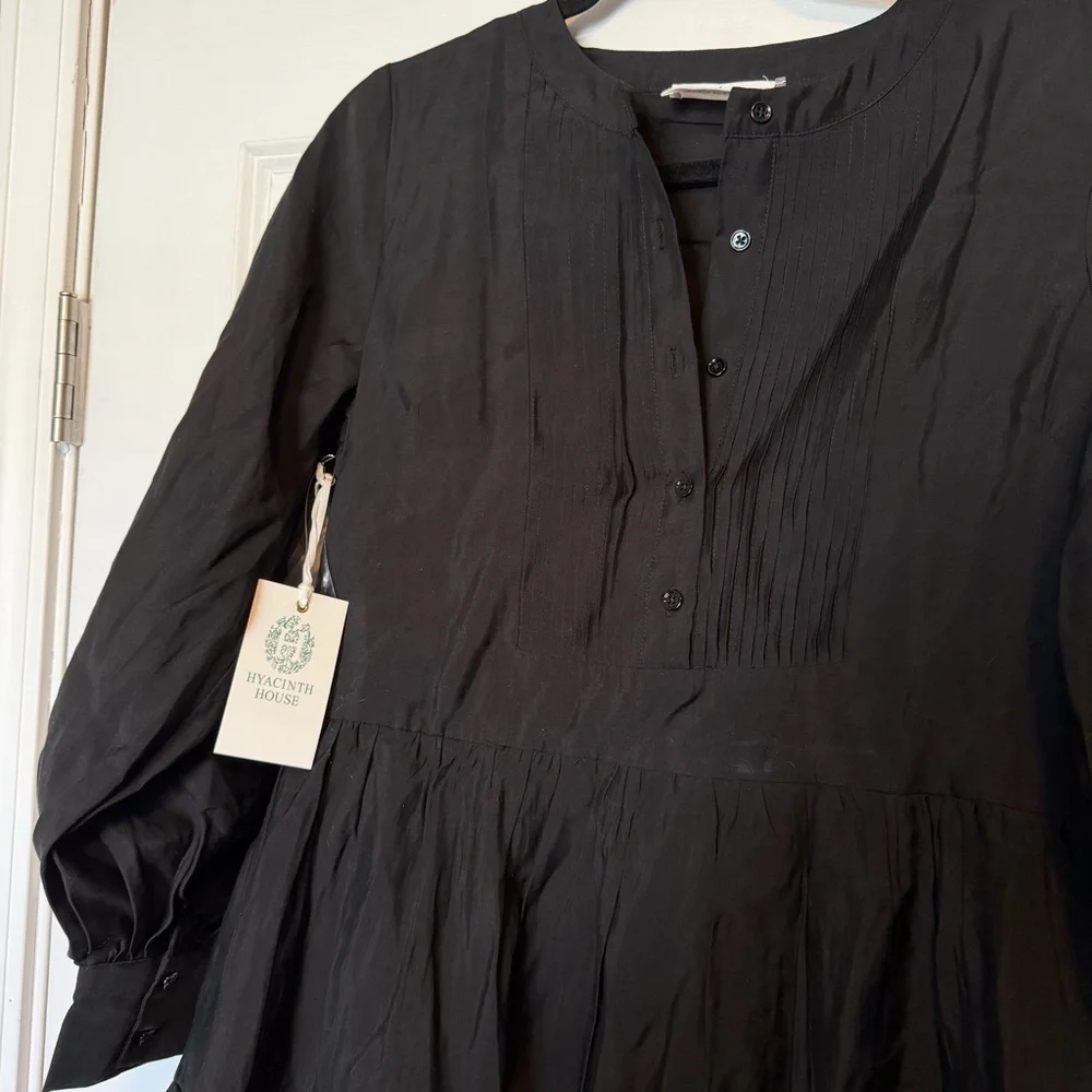 Hyacinth House Tuckernuck black amid mini cotton blend pleated lined dress